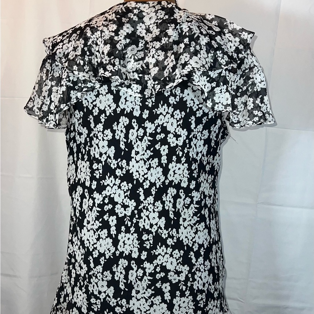 Lauren Ralph Lauren Black and White Floral Blouse Whimsigoth Vintage Y2K - Picture 3 of 5